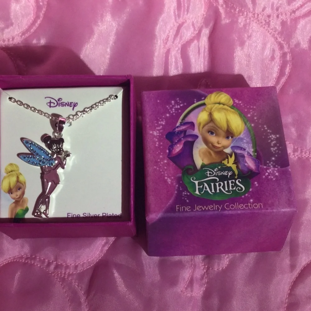 Disney Tinker Bell Silver Plated Fairies Jewerly Collection Pendent and Necklace
